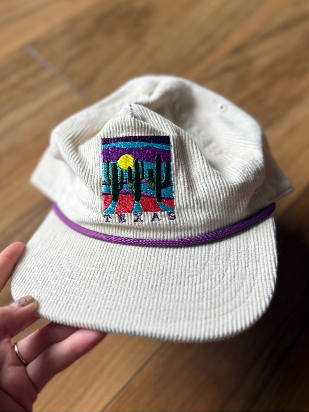 Mighty Fine Texas Corduroy Snapback Hat Southwestern Desert Cactus Rope Cap